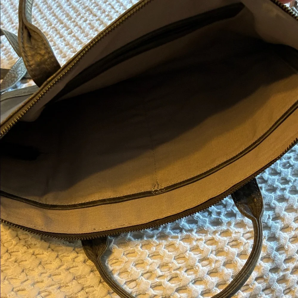 Gorgeous Gray Leather Day & Mood Laptop Bag With Dust Bag- Like New